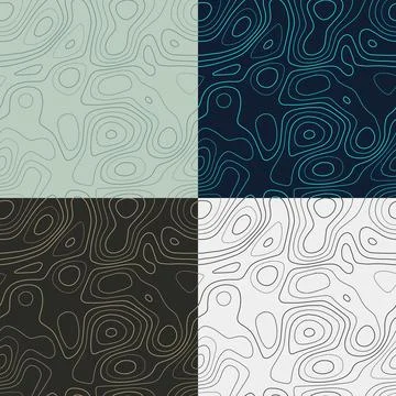 Topography patterns. Seamless elevation map tiles. Attractive isoline backg.. Stock Illustration