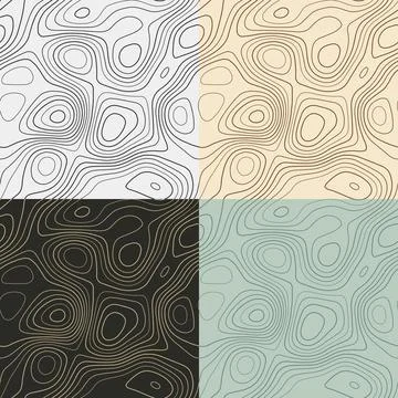 Topography patterns. Seamless elevation map tiles. Captivating isoline back.. 스톡 일러스트