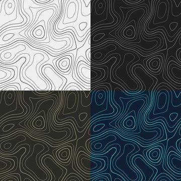 Topography patterns. Seamless elevation map tiles. Captivating isoline back.. 스톡 일러스트