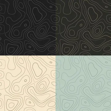 Topography patterns. Seamless elevation map tiles. Astonishing isoline back.. Stock Illustration