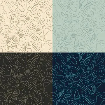 Topography patterns. Seamless elevation map tiles. Amazing isoline backgrou.. Stock Illustration