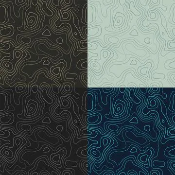 Topography patterns. Seamless elevation map tiles. Amazing isoline backgrou.. 스톡 일러스트