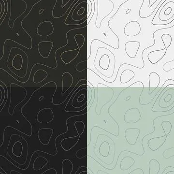 Topography patterns. Seamless elevation map tiles. Awesome isoline backgrou.. Stock Illustration
