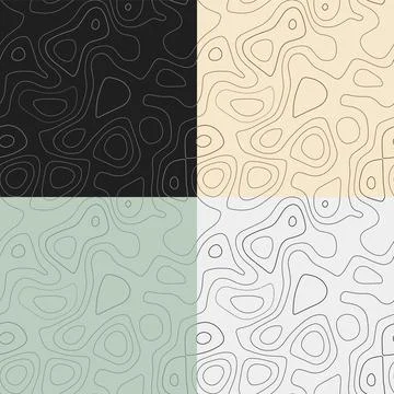 Topography patterns. Seamless elevation map tiles. Astonishing isoline back.. Stock Illustration