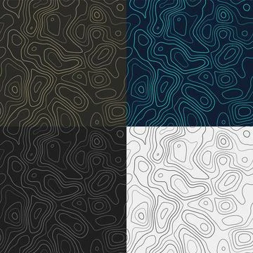 Topography patterns. Seamless elevation map tiles. Appealing isoline backgr.. 스톡 일러스트