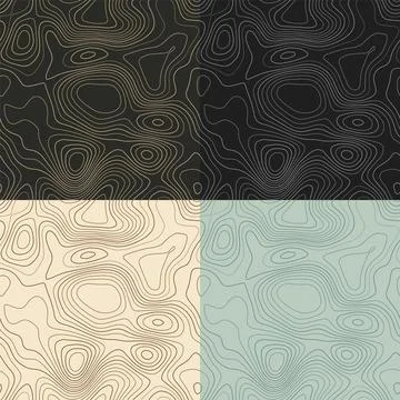 Topography patterns. Seamless elevation map tiles. Authentic isoline backgr.. Stock Illustration