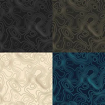 Topography patterns. Seamless elevation map tiles. Appealing isoline backgr.. 스톡 일러스트