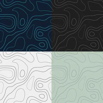 Topography patterns. Seamless elevation map tiles. Awesome isoline backgrou.. Stock Illustration