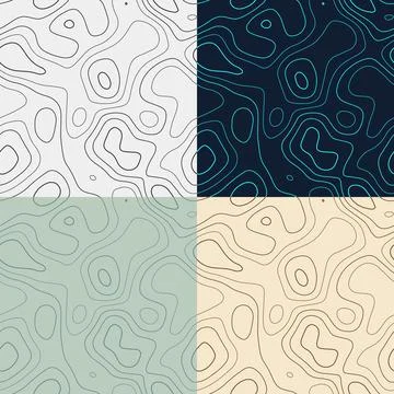 Topography patterns. Seamless elevation map tiles. Attractive isoline backg.. Stock Illustration