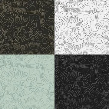 Topography patterns. Seamless elevation map tiles. Artistic isoline backgro.. Stock Illustration