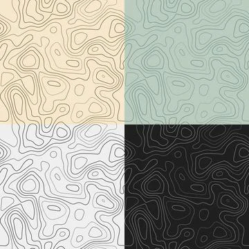 Topography patterns. Seamless elevation map tiles. Amazing isoline backgrou.. 스톡 일러스트