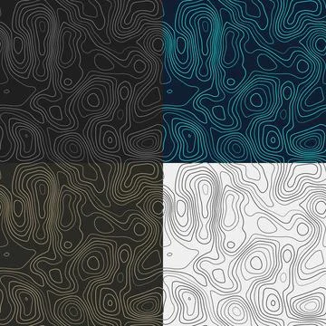 Topography patterns. Seamless elevation map tiles. Appealing isoline backgr.. 스톡 일러스트