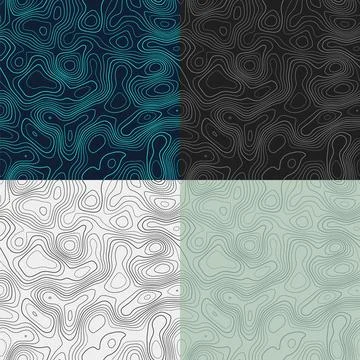 Topography patterns. Seamless elevation map tiles. Artistic isoline backgro.. 스톡 일러스트