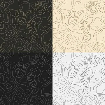 Topography patterns. Seamless elevation map tiles. Amazing isoline backgrou.. Stock Illustration