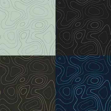 Topography patterns. Seamless elevation map tiles. Beautiful isoline backgr.. Stock Illustration