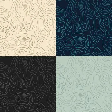 Topography patterns. Seamless elevation map tiles. Amazing isoline backgrou.. Stock Illustration