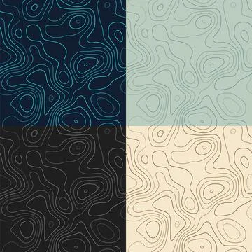 Topography patterns. Seamless elevation map tiles. Attractive isoline backg.. Stock Illustration