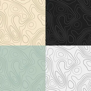 Topography patterns. Seamless elevation map tiles. Beautiful isoline backgr.. 스톡 일러스트