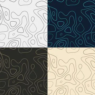 Topography patterns. Seamless elevation map tiles. Astonishing isoline back.. Stock Illustration