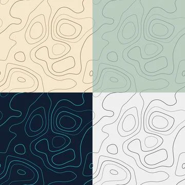 Topography patterns. Seamless elevation map tiles. Beautiful isoline backgr.. Stock Illustration