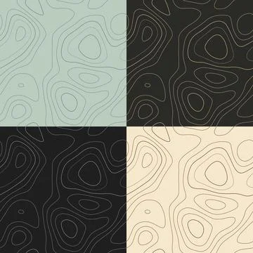 Topography patterns. Seamless elevation map tiles. Beautiful isoline backgr.. Stock Illustration