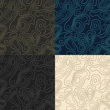Topography patterns. Seamless elevation map tiles. Appealing isoline backgr.. Illustrazione stock