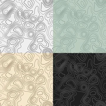 Topography patterns. Seamless elevation map tiles. Artistic isoline backgro.. Stock Illustration