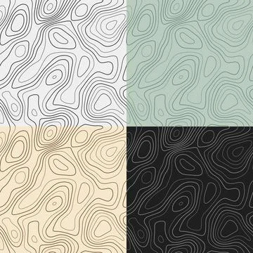 Topography patterns. Seamless elevation map tiles. Attractive isoline backg.. Stock Illustration