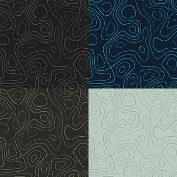 Topography patterns. Seamless elevation map tiles. Astonishing isoline back.. 스톡 일러스트