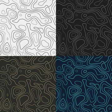Topography patterns. Seamless elevation map tiles. Amazing isoline backgrou.. Stock Illustration