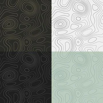 Topography patterns. Seamless elevation map tiles. Captivating isoline back.. Stock Illustration