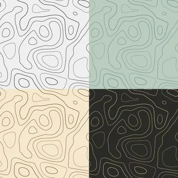 Topography patterns. Seamless elevation map tiles. Astonishing isoline back.. Stock Illustration