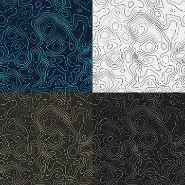 Topography patterns. Seamless elevation map tiles. Appealing isoline backgr.. Stock Illustration