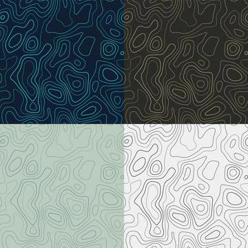 Topography patterns. Seamless elevation map tiles. Amazing isoline backgrou.. Stock Illustration