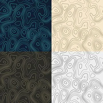 Topography patterns. Seamless elevation map tiles. Amazing isoline backgrou.. Stock Illustration