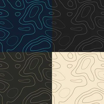 Topography patterns. Seamless elevation map tiles. Awesome isoline backgrou.. 스톡 일러스트