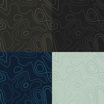 Topography patterns. Seamless elevation map tiles. Astonishing isoline back.. Stock Illustration