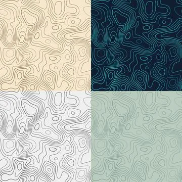 Topography patterns. Seamless elevation map tiles. Artistic isoline backgro.. Stock Illustration