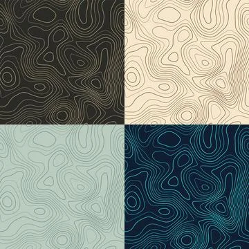 Topography patterns. Seamless elevation map tiles. Authentic isoline backgr.. イラスト素材