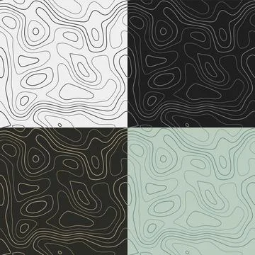 Topography patterns. Seamless elevation map tiles. Attractive isoline backg.. Stock Illustration