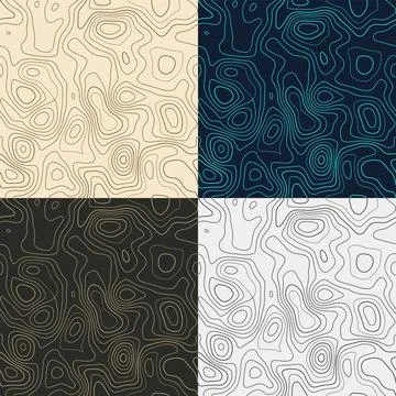 Topography patterns. Seamless elevation map tiles. Appealing isoline backgr.. Stock Illustration