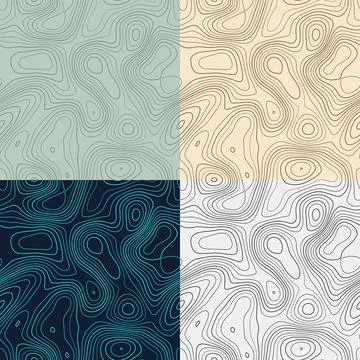 Topography patterns. Seamless elevation map tiles. Authentic isoline backgr.. Stock Illustration