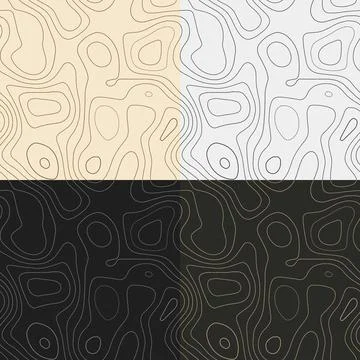 Topography patterns. Seamless elevation map tiles. Beautiful isoline backgr.. Stock Illustration