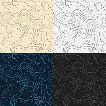 Topography patterns. Seamless elevation map tiles. Attractive isoline backg.. 스톡 일러스트