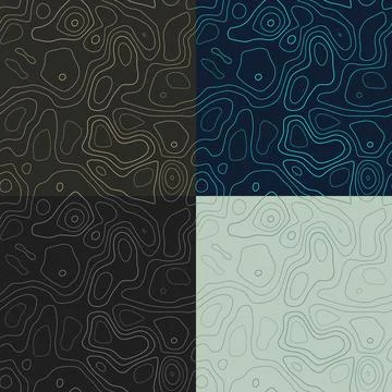 Topography patterns. Seamless elevation map tiles. Amazing isoline backgrou.. Illustrazione stock