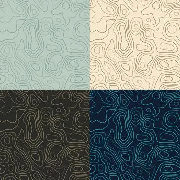 Topography patterns. Seamless elevation map tiles. Appealing isoline backgr.. Illustrazione stock
