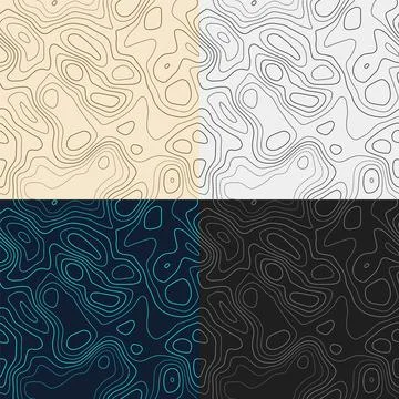 Topography patterns. Seamless elevation map tiles. Appealing isoline backgr.. Stock Illustration
