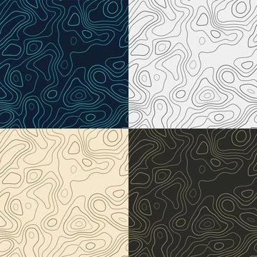 Topography patterns. Seamless elevation map tiles. Appealing isoline backgr.. Stock Photos