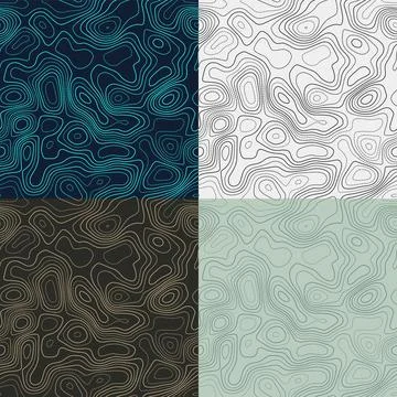 Topography patterns. Seamless elevation map tiles. Artistic isoline backgro.. Stock Photos