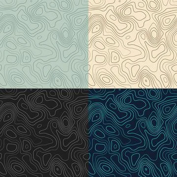 Topography patterns. Seamless elevation map tiles. Artistic isoline backgro.. Stock Photos